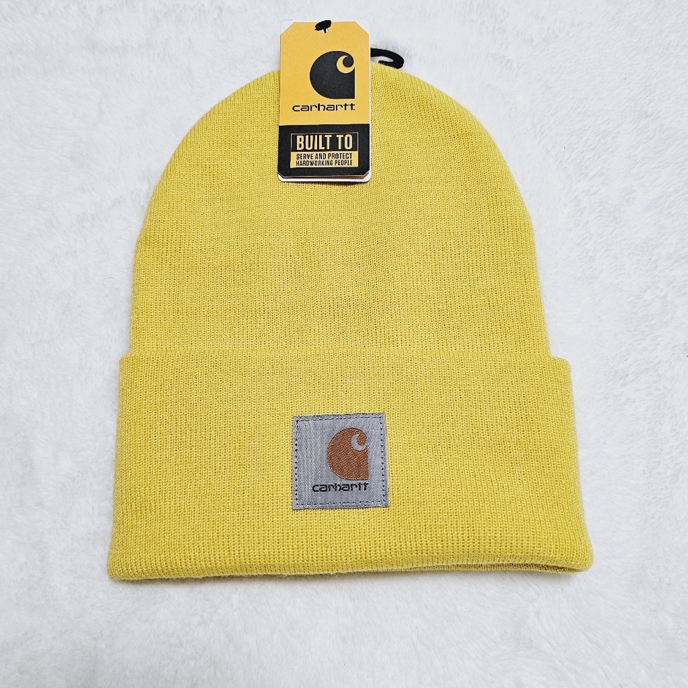 🚻NWT Carhartt Knit Cuffed Beanie Hat Unisex Color Yellow One Size